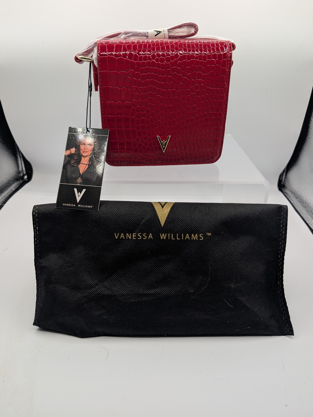 Vanessa Williams Red Croc-Embossed Crossbody Bag